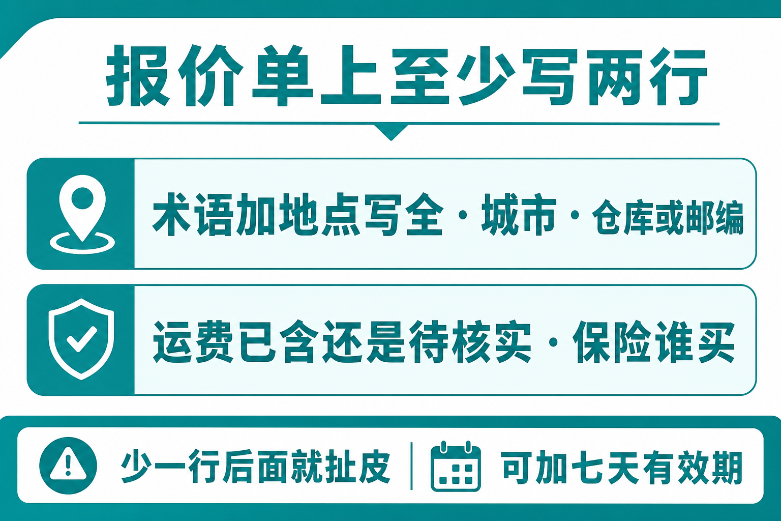 报价单上至少写两行